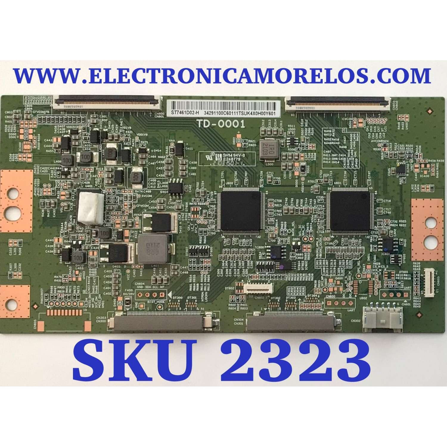 T-CON PARA TV SONY BRAVIA / NUMERO DE PARTE 34291100C60111 / TD-0001 / ST7461D02-H / 34291100C60 / 34.29110.0C / PANEL YDBM075DCS11 / DISPLAY ST7461D02-H VER.2.1 / MODELO XR-75X90CJ / XR75X90CJ